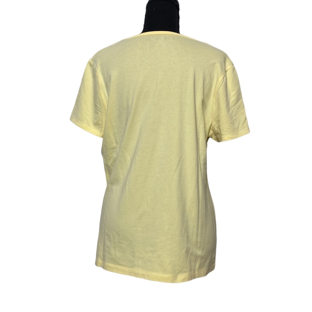 Yellow Lace V-Neck Short Sleeve Shirt M - Picture 3 of 8